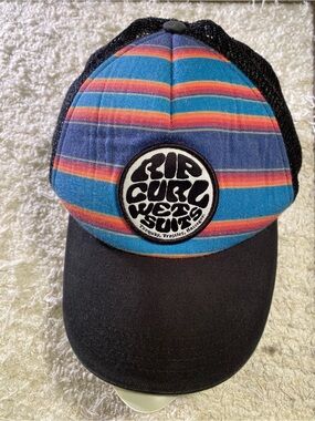 Rip Curl Striped Trucker Hat in Blue & Black